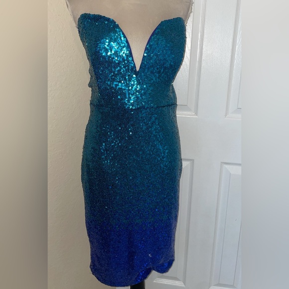 Shining Brighter Than Before Sequin Dress - Jade/Blue - Picture 3 of 7